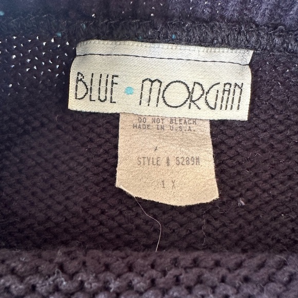 Blue Morgan Vintage 1980’s Geometric Design Oversized Sweater 1x made in USA - Picture 3 of 7